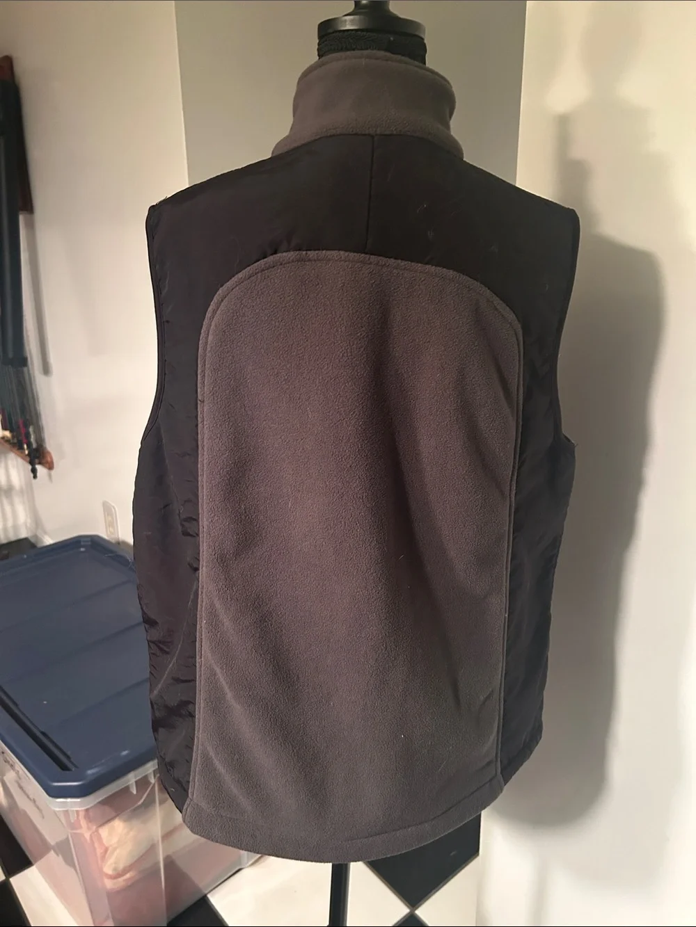 Men's Gray Fleece Hybrid Vest with Black Side Panels